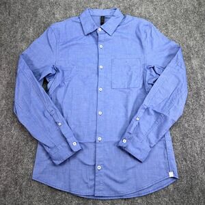 Lululemon Shirt Mens Small Blue Cotton Blend Stretch Button Down Long Sleeve
